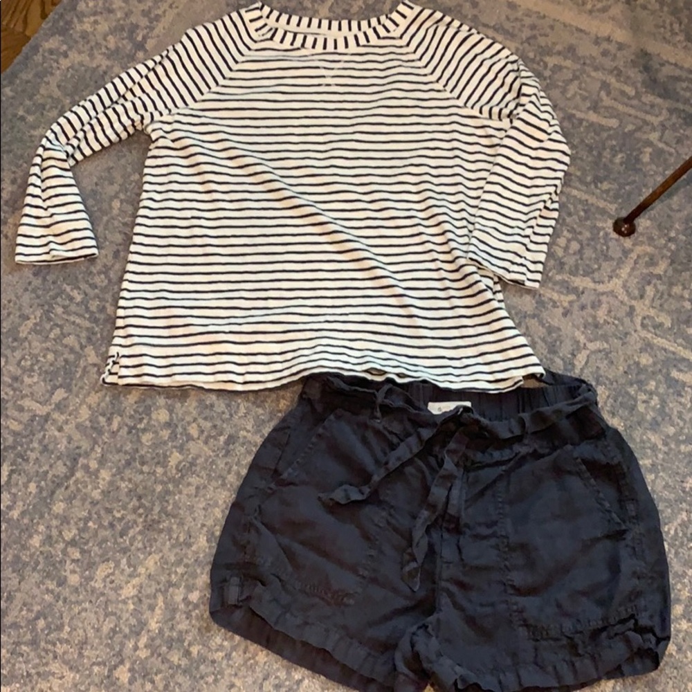 Lou & Grey for Loft stripe top and linen shorts